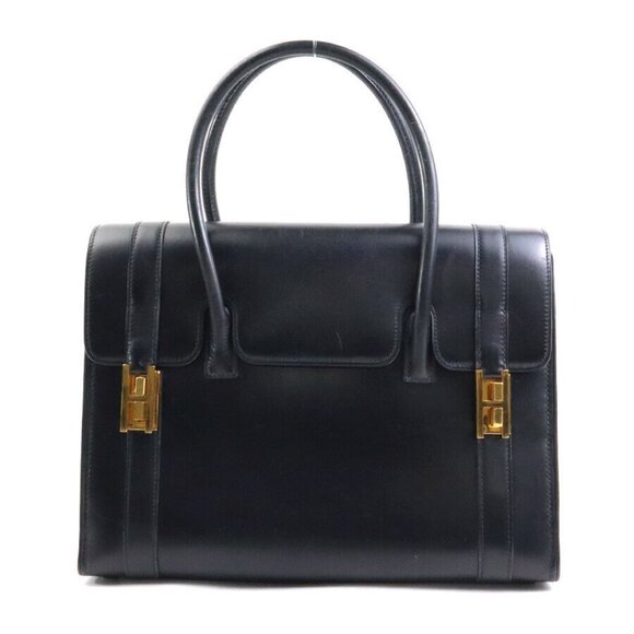 Auth HERMES Handbag Black Box calf leather/Goldtone - Picture 1 of 14